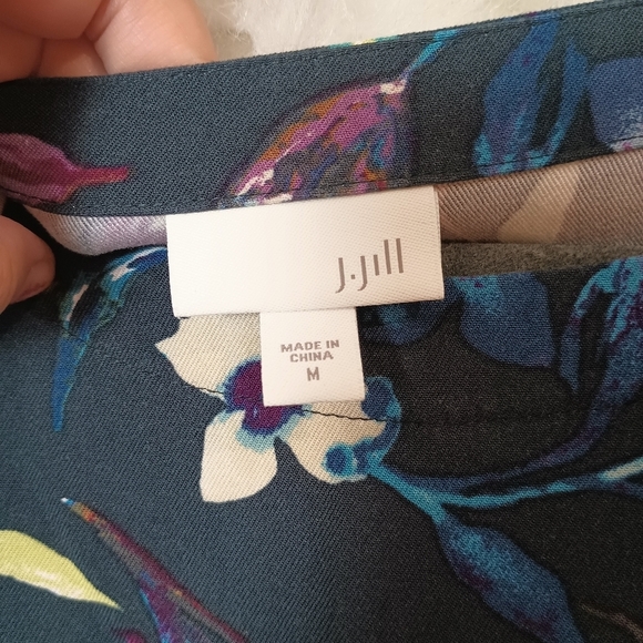 J Jill Navy Blue Floral 3/4 Sleeve Boat Neck Pullover Shift Dress Size M - Picture 11 of 11